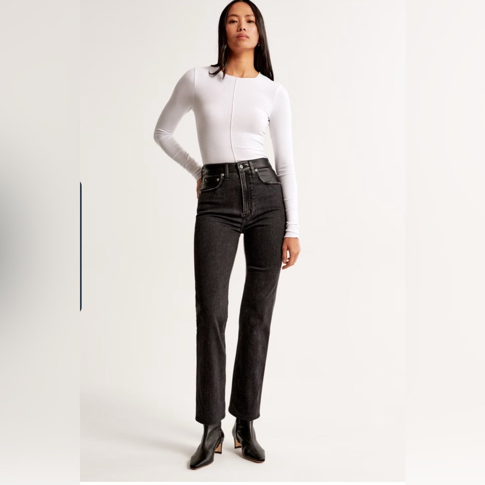 Abercrombie & Fitch Mix Fabric Straight Leg Jeans